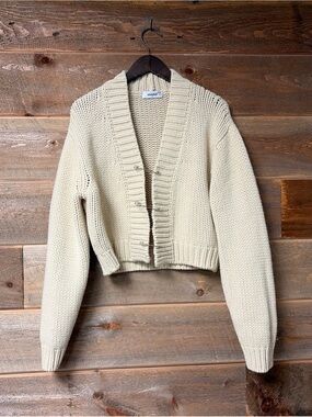 Danielle Guizio Safety Pin Knit Sweater Oversized Italy XS/S wool Blend Cream